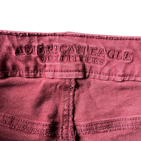 American Eagle Hi-Rise Jegging Women's Size 6 Maroon Moto Ankle Zip Red Stretch - Picture 15 of 16